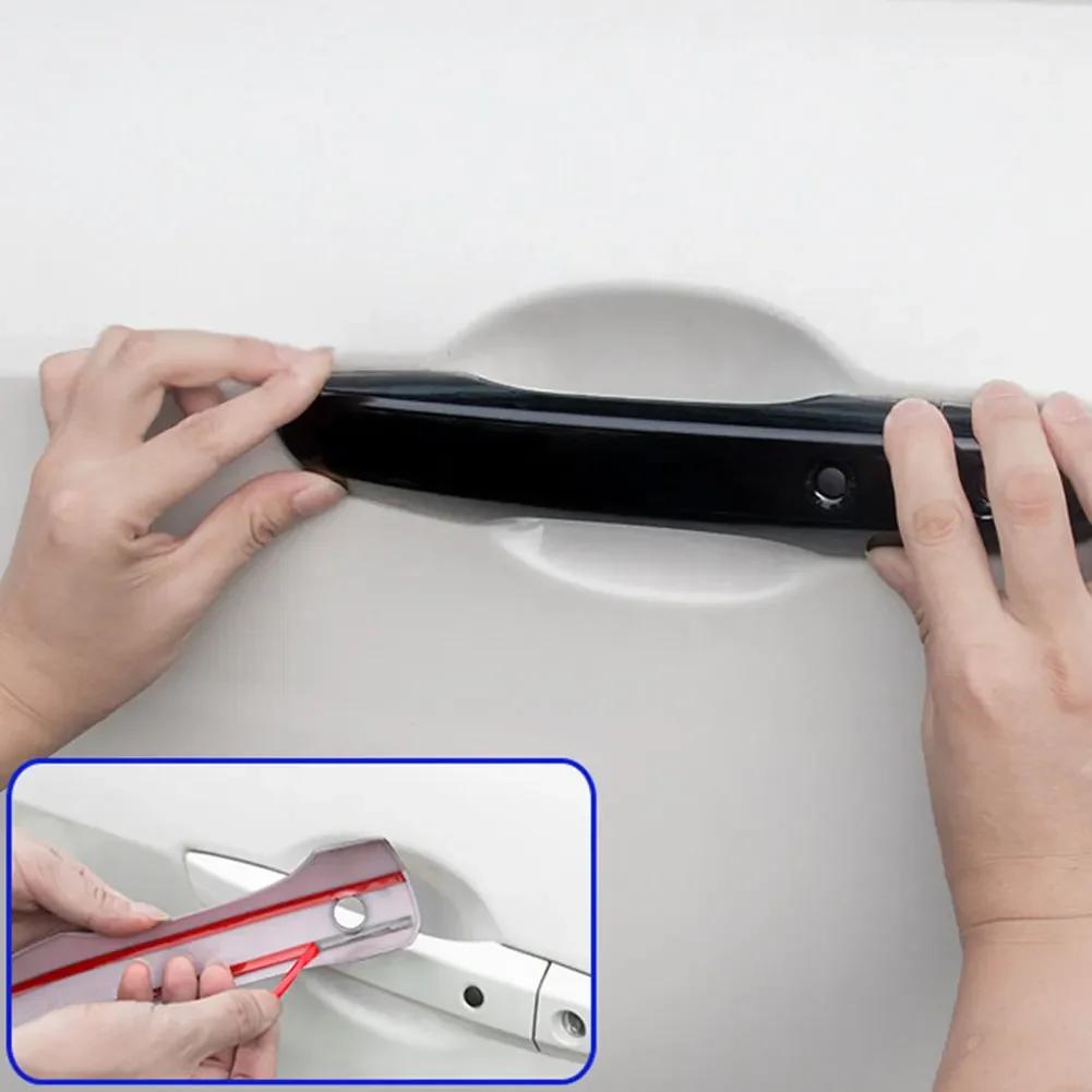 For Honda Civic 10th Gen 2016-2026 Car Carbon Fiber Style Black Exterior Door Handle Moulding Cover Trim Keyless Entry Decor