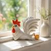 Unique Gifts for Friends White Rooster Statue with Enchanting Posture & Long Eyelashes, Creative Table Art Sculpture, Funny Resin Indoor Outdoor