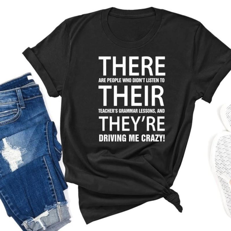 Mens Cotton Graphic T-Shirt English Teachers Streetwear Casual Tee