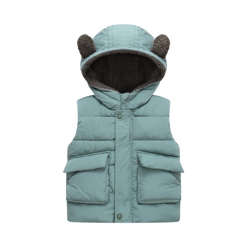 Children's Fleece-Lined Warm Vest with Cute Hat