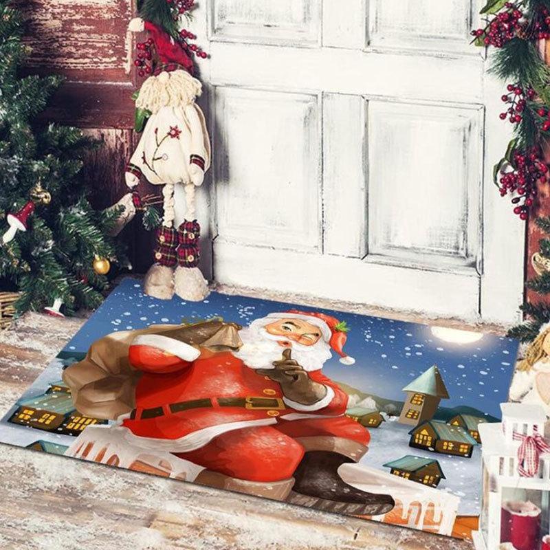 Christmas Decorative Doormat Stain-Resistant Non-Slip Indoor/Outdoor Entry Mat Porch Pathway Rug Home Decor