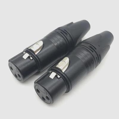 3-Core Nickel-Plated XLR Female Microphone Plug, Black