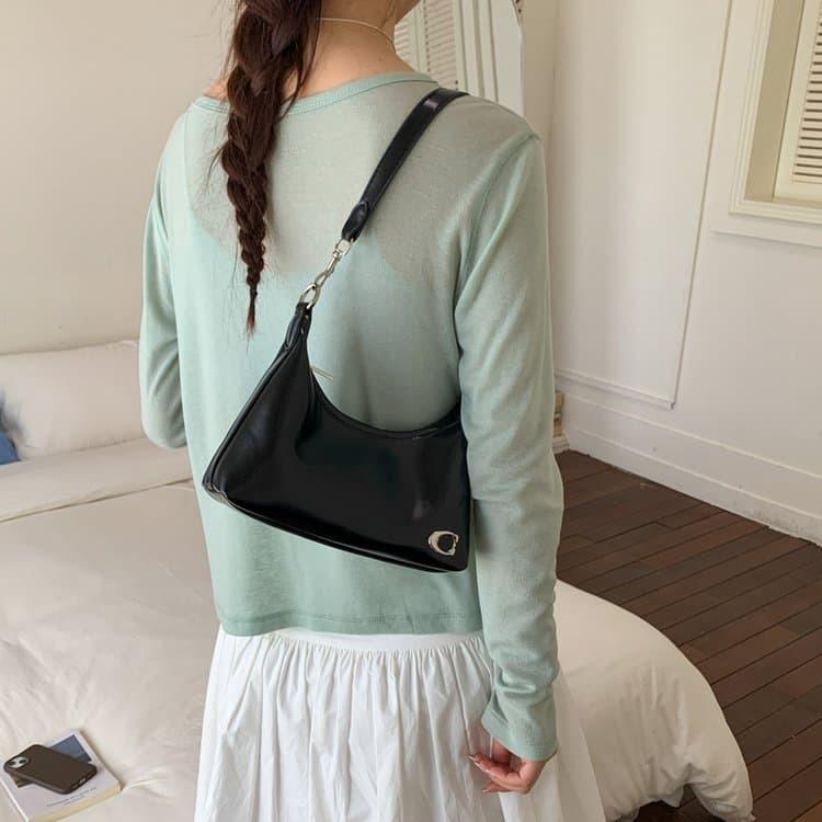 Glossy crescent underarm bag women's shoulder bag