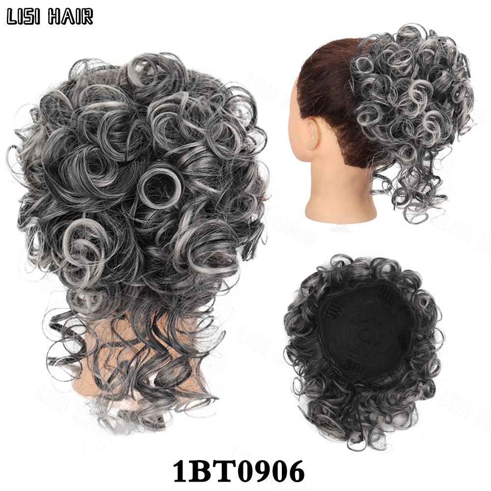 MISSQUEEN Syntetické rozcuchané krátké vlasy prodlužování do drdolu pružná spona do vlasů volné velké kudrnaté prodloužení vlasů pro ženy pro každodenní použití