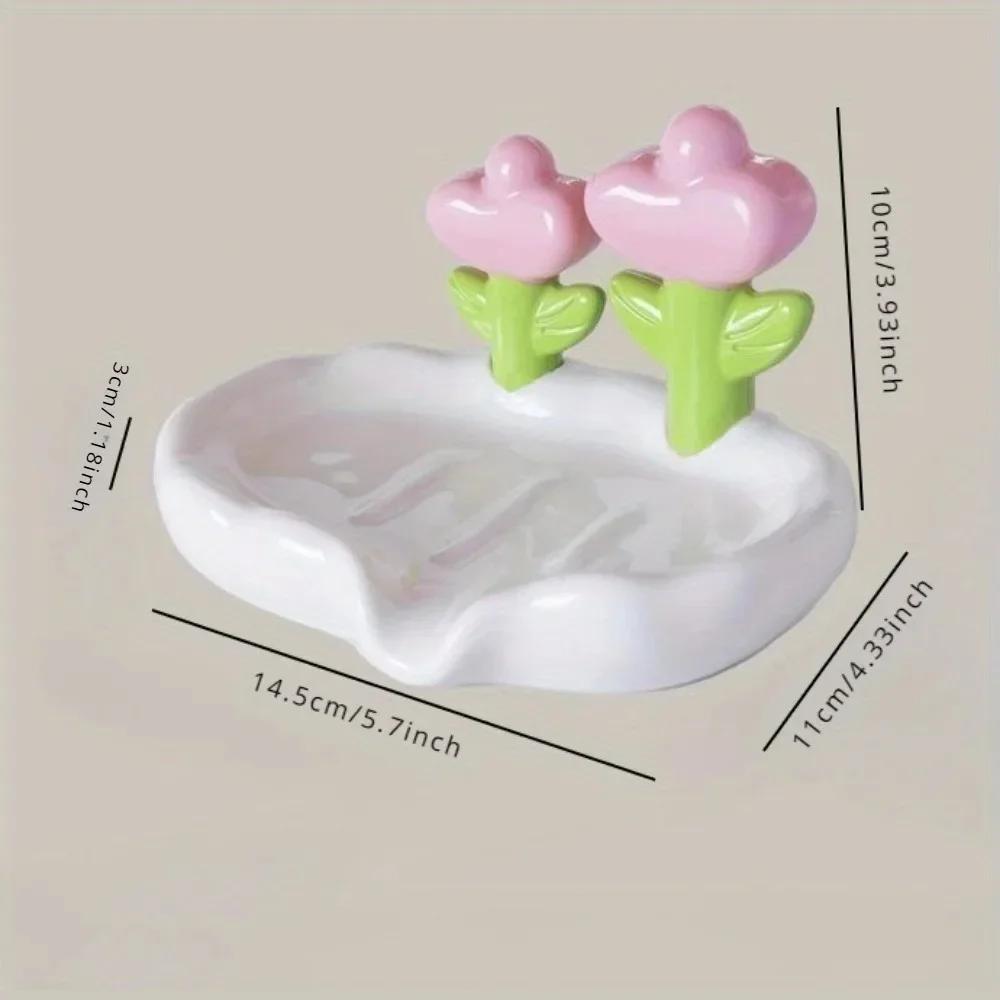 Floral Soap Box Flower Decor Bathroom Accessories Plastic Storage Soap Rack Portable Cut Flower Shape