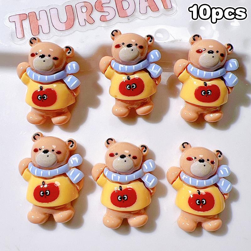 10 Stück Harz Bunt Niedlich Panda Hase Bär Pinguin Hund Flache Rückseite Stein Cartoons Sammelalbum Figurinen DIY Dekor Zubehör Bastelbedarf