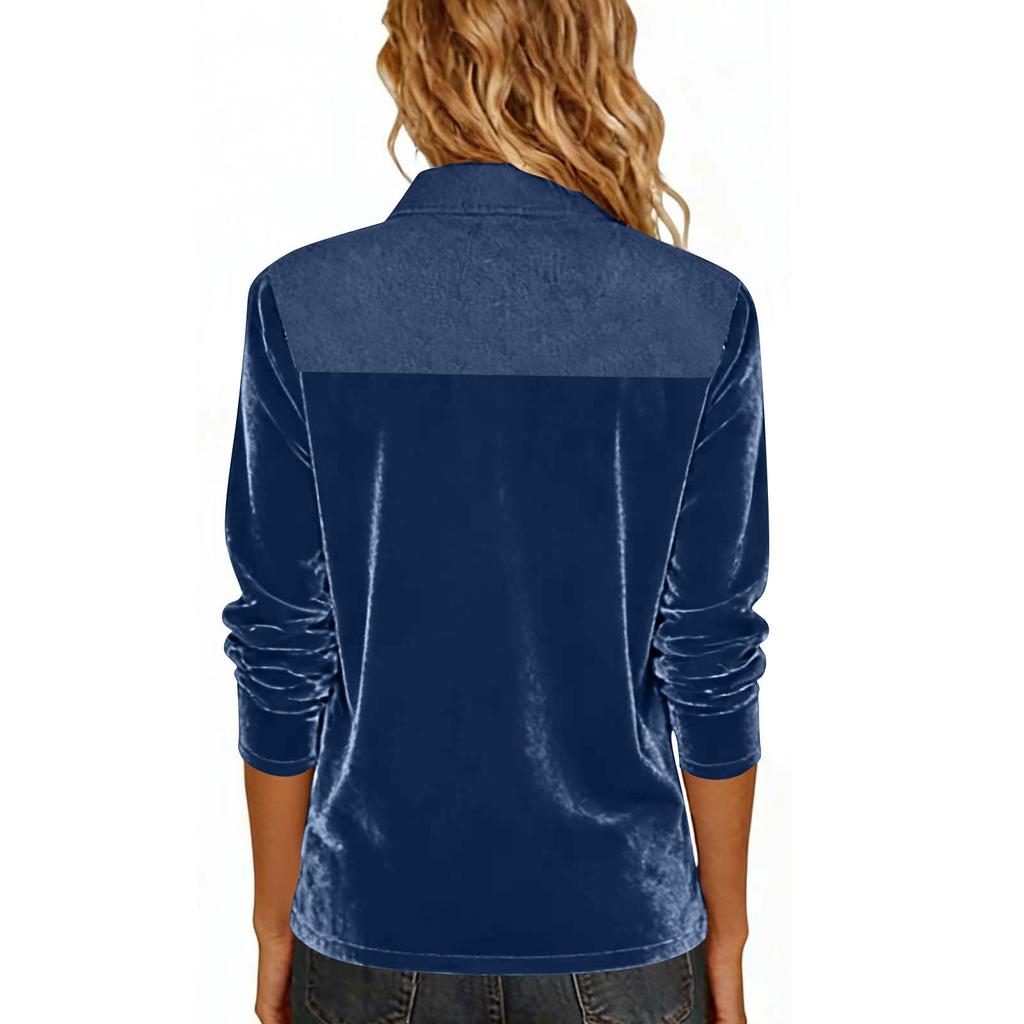 Damen Farbblock Casual Mode Pullover Langarm Top