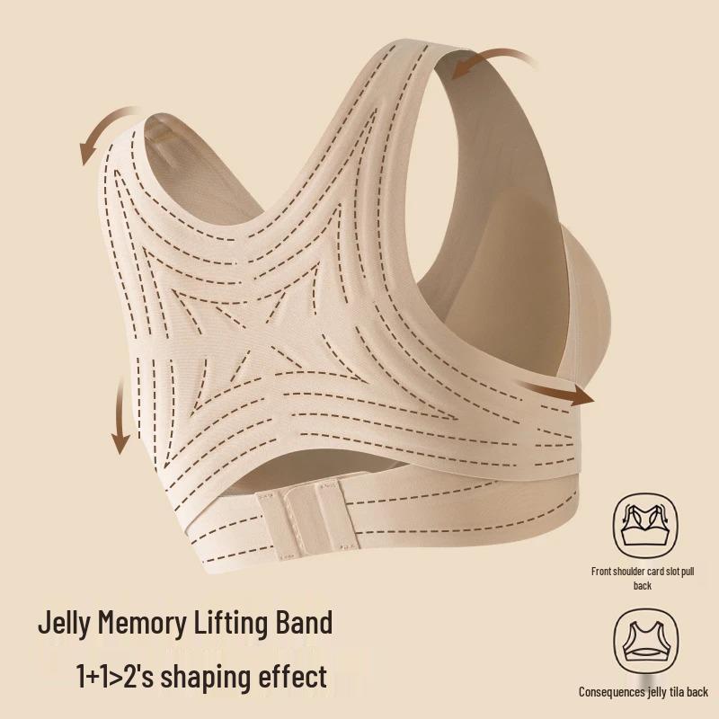 Douyin Style Seamless Posture Correcting Sports Bra for Women - Anti-Sagging, Supportive, and Back Shaping.