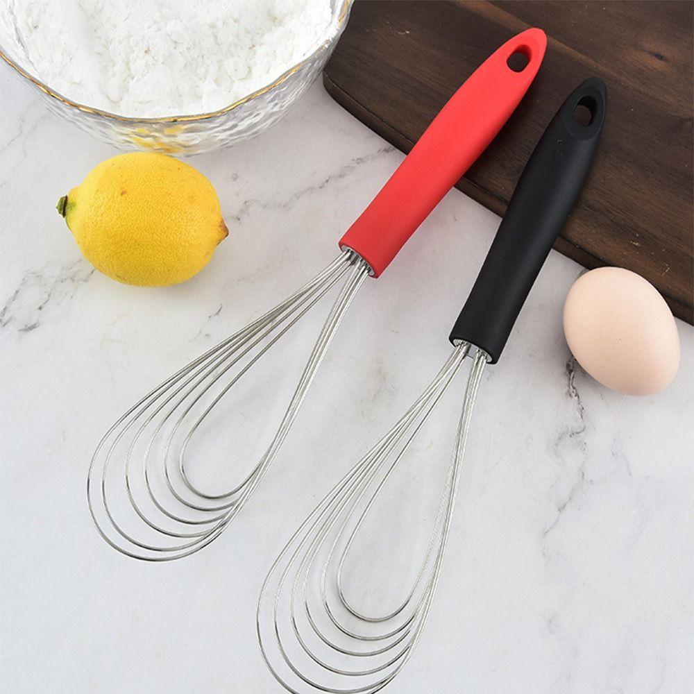2 Pcs Rubber Egg Whisk Stainless Steel Kitchen Utensil New Foldable Whisk Cooking