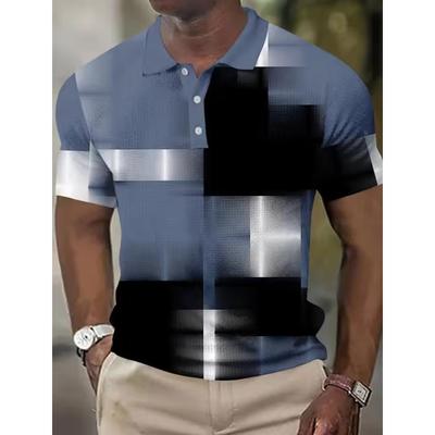3D Férfi Geometriai Pólók Rövid Ujjú Pólók Galléros Pólók Üzleti Alkalmi Üzleti Athleisure Napi Viselet Gombok