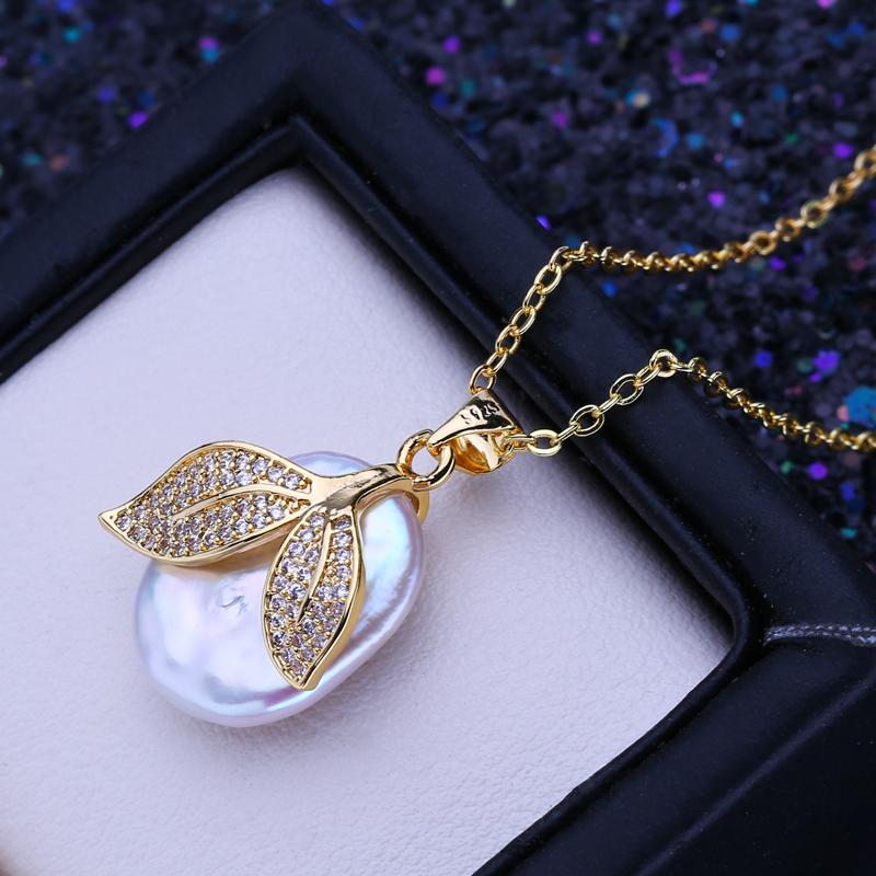 LSOOYH Přírodní sladkovodní velký barokní perlový přívěsek klasické přívěskové náhrdelníky pro ženy dárek k narozeninám dívky