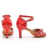 Women's Latin Dance Shoes Satin Dancing Shoes Salsa Party Ballroom Dancing Shoes High Heeled 7cm