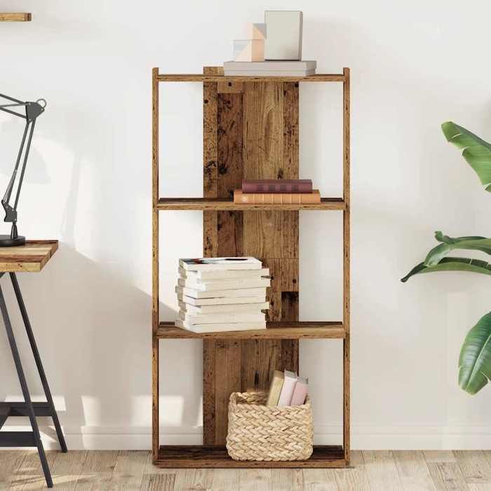 VidaXL 3-Tier Bookcase Old Wood 60x30x120cm Engineered Wood, Shelf, Book Shelf, Storage Shelf, 860272