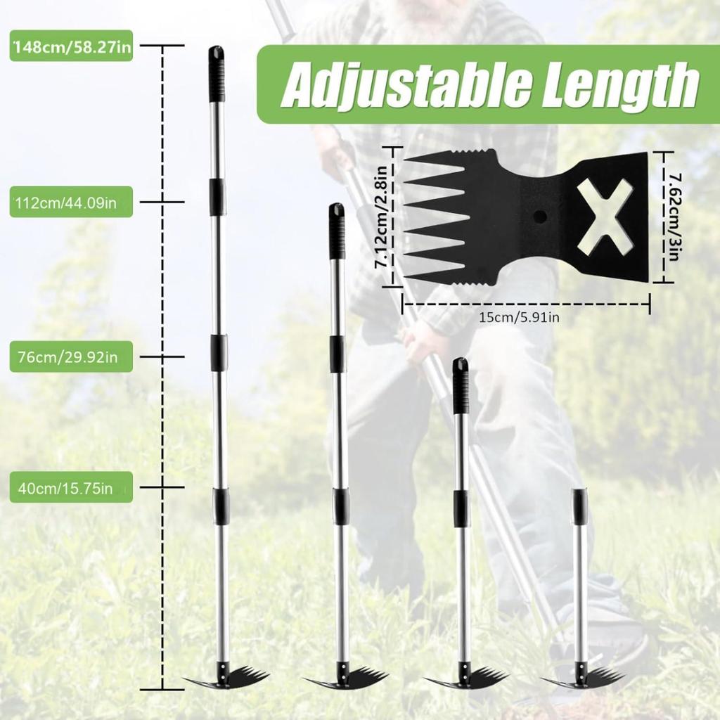 Full Steel Dual Headed Hoe Garden Tool Long Stirrup Hoe Cultivator with Adjustables Handle for Flower Beds Weeding