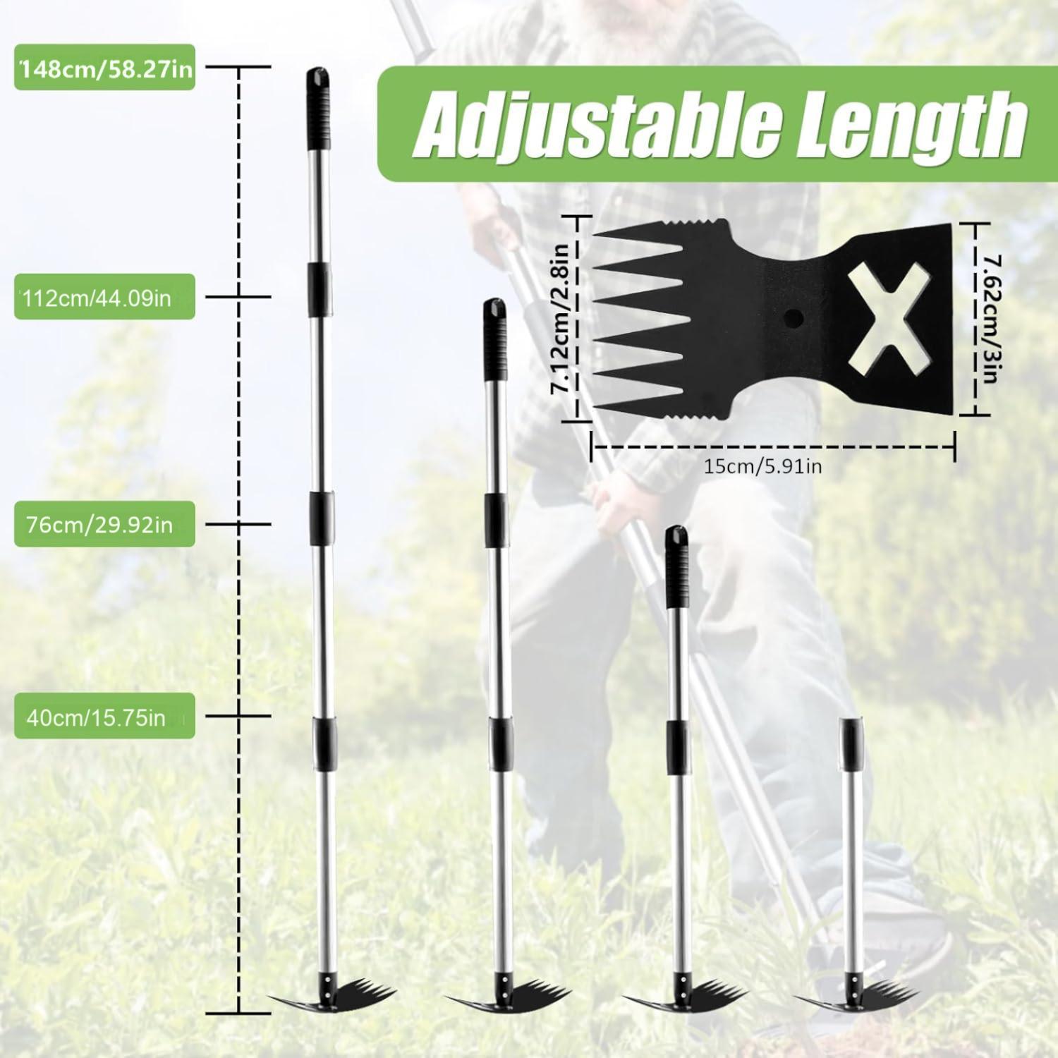 Dual Purpose Hoe Weeding Shovel Rake Garden Weeding Rake Cultivator Hoe Sharpened Hoe for Garden Heavy Duty Stand Weeding Tool 4 Pipes 145cm
