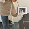 Bullhorn Shaped Underarm Bag Women's Solid Color Dumpling Handbag Zipper Shoulder Bag Knot Design Commute Dating Crossbody Bag