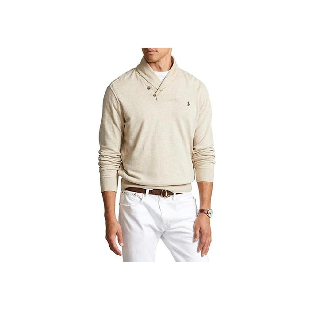Polo Ralph Lauren Solid Color Long Sleeve Polo Shirt Men tops Beige 710877989-002