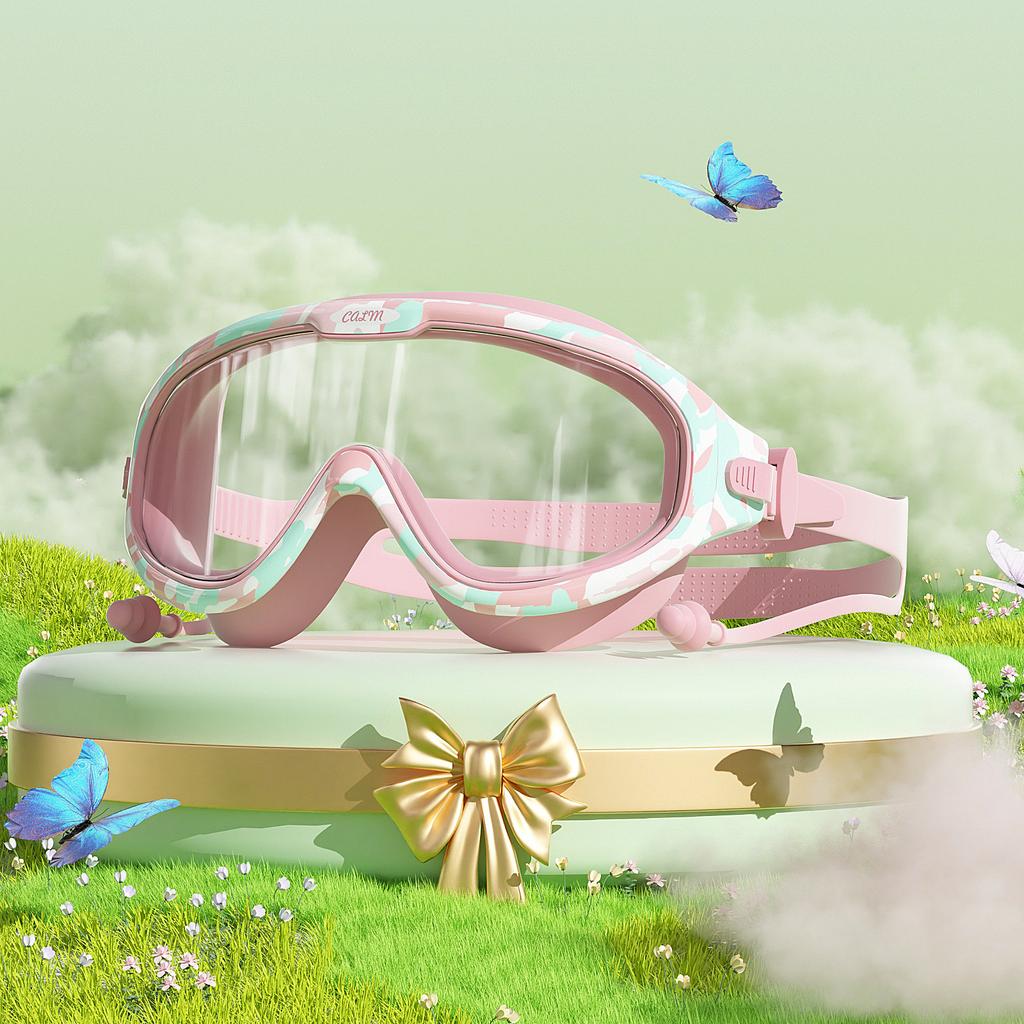 Children's Swimming Goggles Boys High Definition Anti-fog Waterproof Large Frame Swimming Glasses Swimming Cap Set Girls Diving Equipment