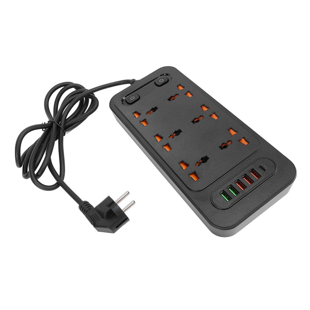 Power Strip 3000W 6 Outlets 5 USB Ports 1 Type C Fast Charge Port Smart Recognition Power Strip for