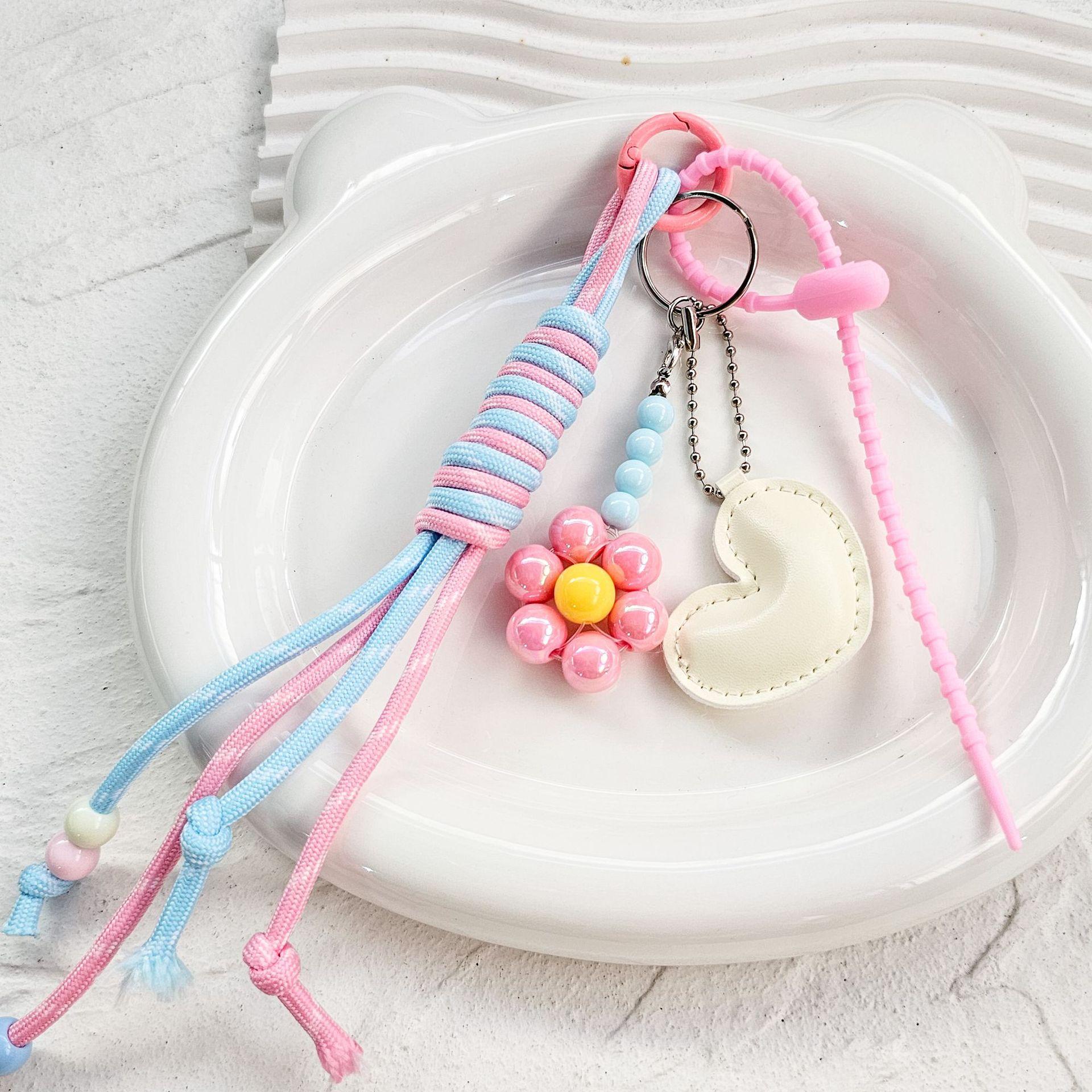 

Высококачественный брелок для ключей в виде цветка дофамина, корейский любовный брелок с кисточкой, украшение для ключей автомобиля style 1