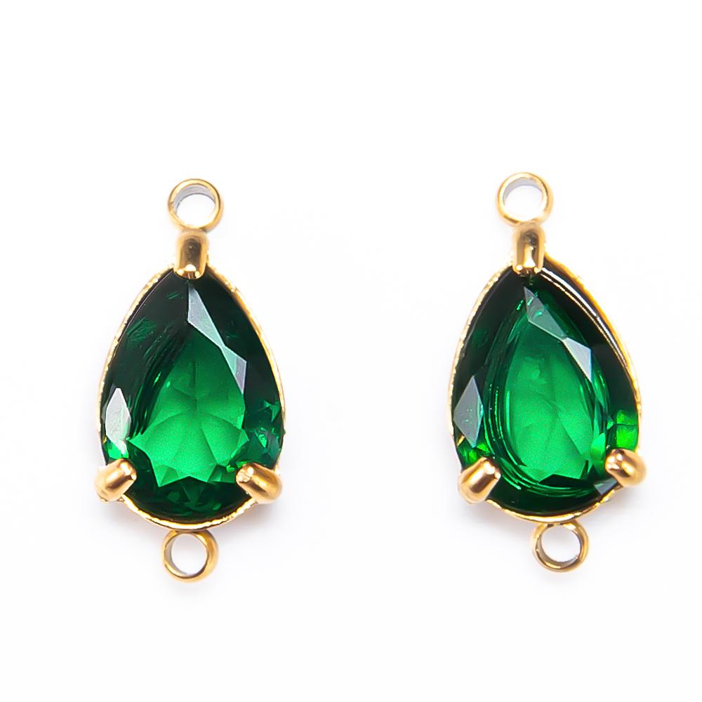 10pcs 5pcs Gold Color Stainless Steel Zircon Pendants Green Transparent Crystal Charms Beads for Necklace Jewelry Making DIY