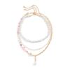 Accessories, Multi-layer Y-shaped Fringed Necklace, Simple Imitation Pearl Beaded Heart Flower Necklace for Women
