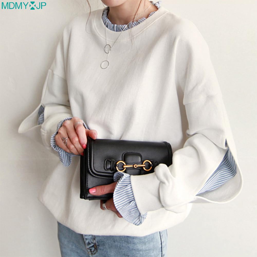 MDMYXJP Layered Long Sleeve Striped Perfect for Everyday and MD367 Women's Hoodie, Sweatshirt, Flattering, Cute, Wear, Dates, Commuting, Spring,