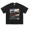 Vintage Comic Racing Car Print Washed Distressed Cotton Tee Loose Fit Drop Shoulder Short Sleeve Mens T-Shirt