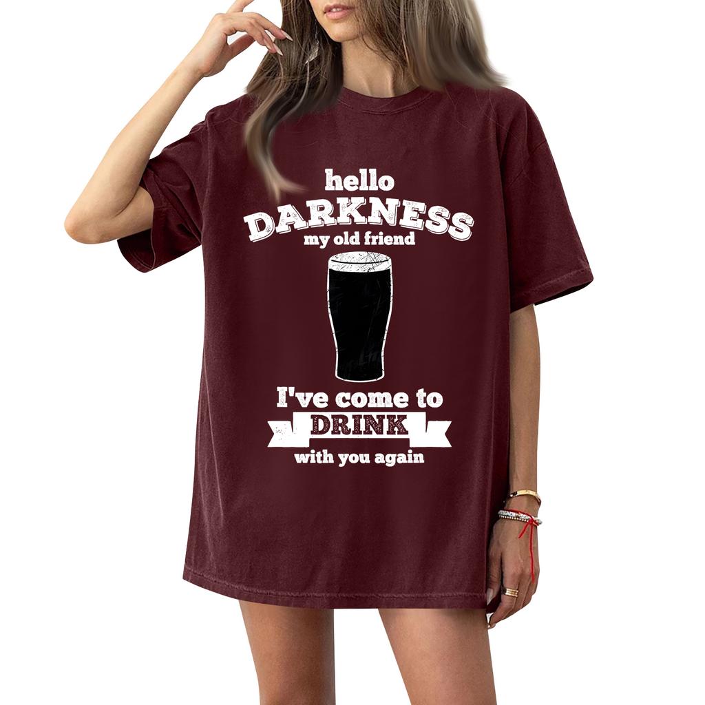 ( Darknss My Old Freend) Women's Fashion Casual Short-Sleeve Neck St. Patrick's Day Printed Shirt/T-Shirt Top