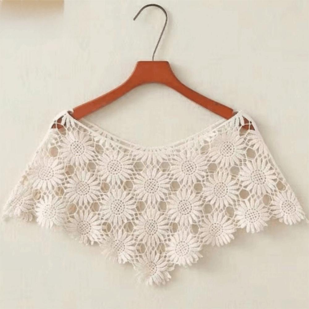 Boho Chic Lace Shawl Poncho Creative Hollow Out Vest Fashion Fake Collar  Garment Accessories
