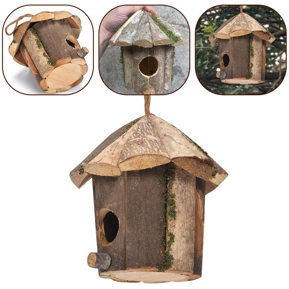 Gorgeous Rustic Wooden Birdhouse Perfect Fit for Outdoor Spaces 16x16cm