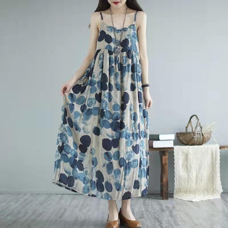 2026 Summer Polka Dot Slimming Flowy Midi Dress - Spaghetti Strap, Large Swing, Artistic Temperament Double Extra Large