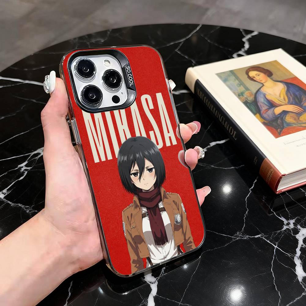 A-Attack On T-Titan M-Mikasa A-MA Phone Case For iPhone 17,16,15,14,13,12,11 Plus,Pro Max,XS,Colorful Silver Black Cover