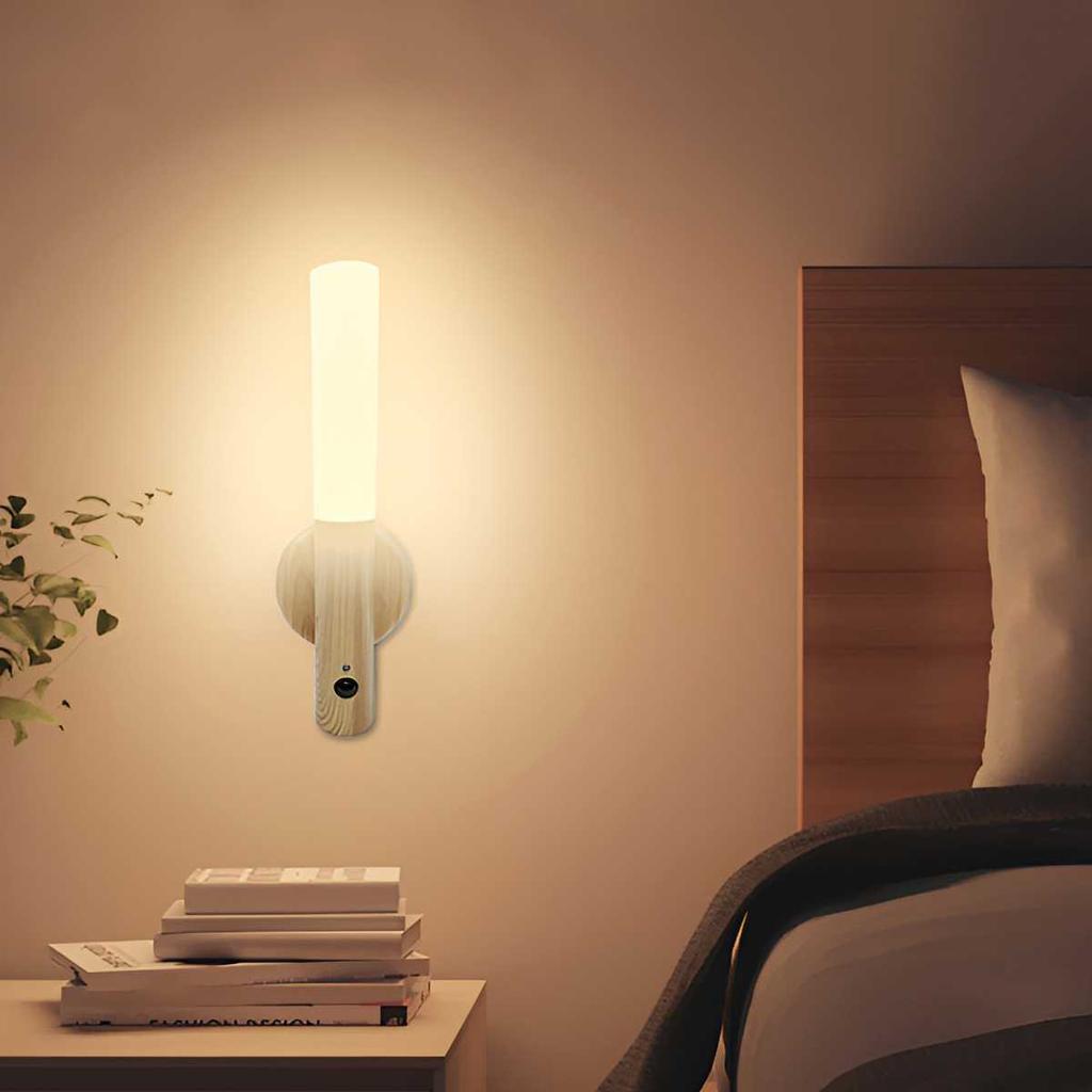 Imitation Wood Art Light Human Body Induction Small LED Night Light USB Charging Hallway Induction Light Closet Induction