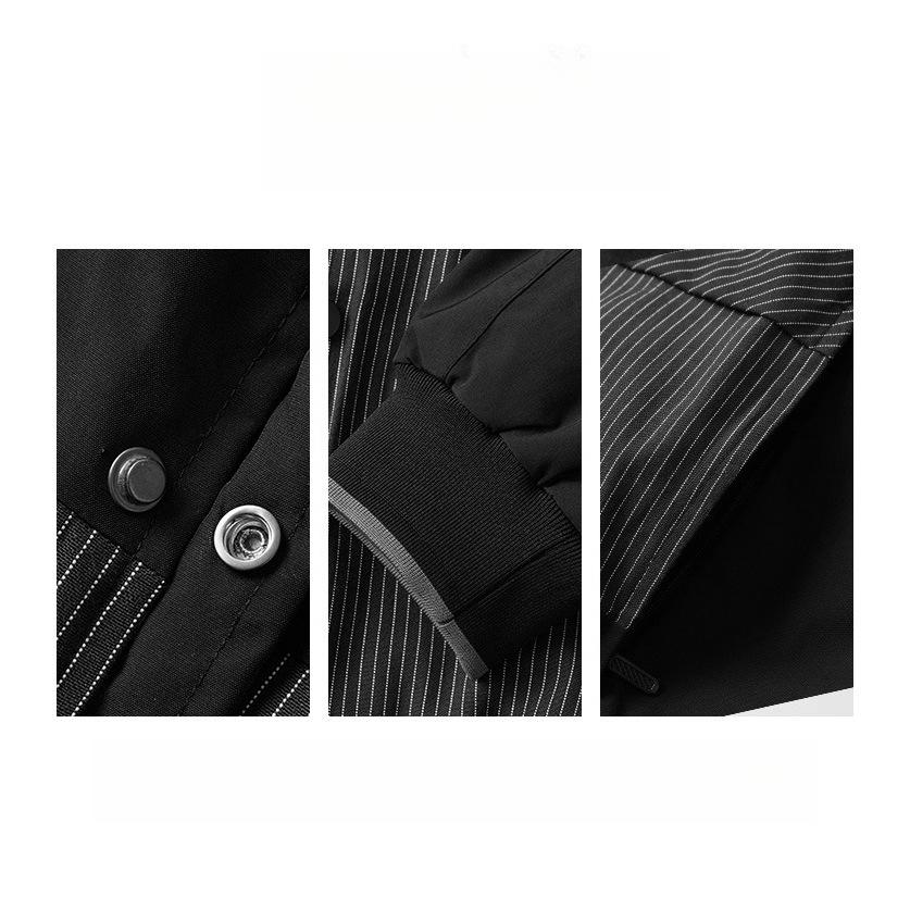 Light Luxury Striped Color-Block Jacket Men's Workwear Patchwork Turn-Down Collar Jacket Spring Autumn New Simple Casual Jacket