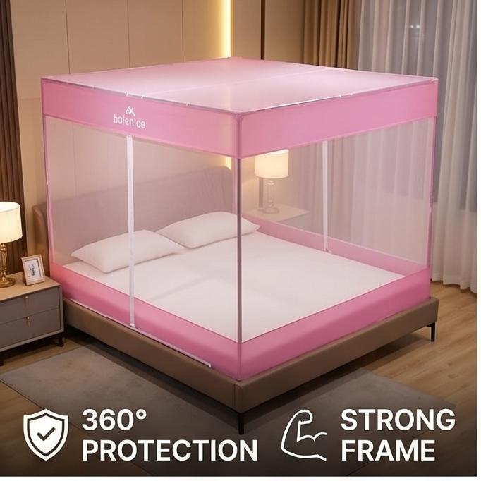 Nova Mosquiteira Yurt Completa Sem Instalação Anti-Queda com Base Completa para Camas de 120/150/180/200cm, Segura para Crianças e Bebês, Uso em Quarto de Casa