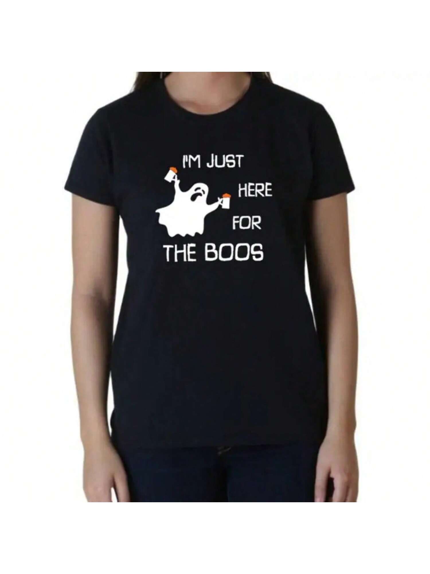 Ladies I m Just Here For The Boos T Shirt Beer Funny Halloween Costume S разноцветный