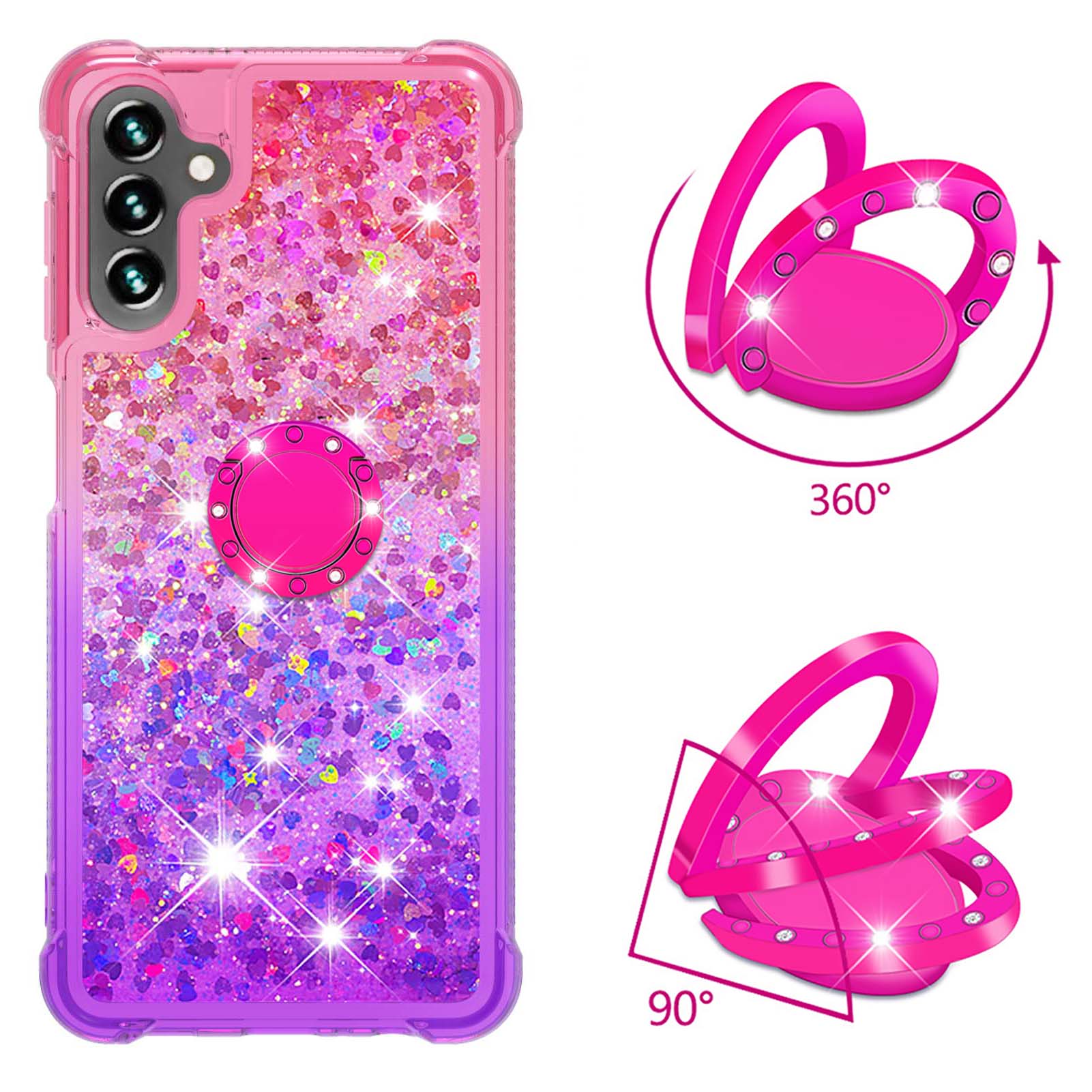 

TPU Phone Case For Samsung Galaxy A54 5G TPU Case with Kickstand Gradiant Quicksand Shockproof Cover Pink/Purple