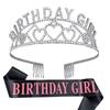 Crystal Letter Crown Birthday Girl Headband Set