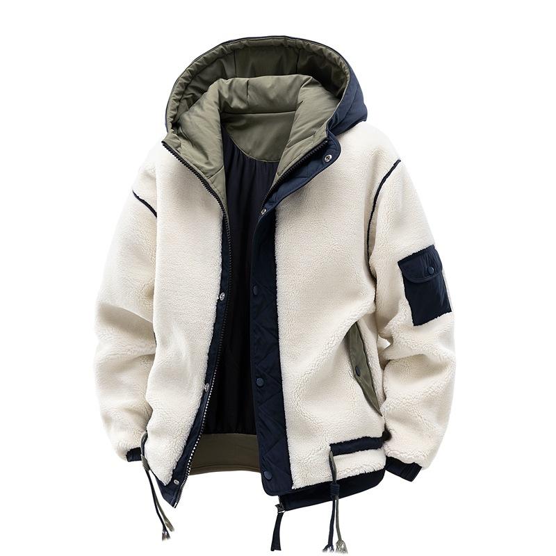 Thickened Rocker Velvet Cotton Clothing Men's Winter High-end Loose Cotton Clothes Trend Hooded Cotton Clothes Men Fashion Casual Jacket