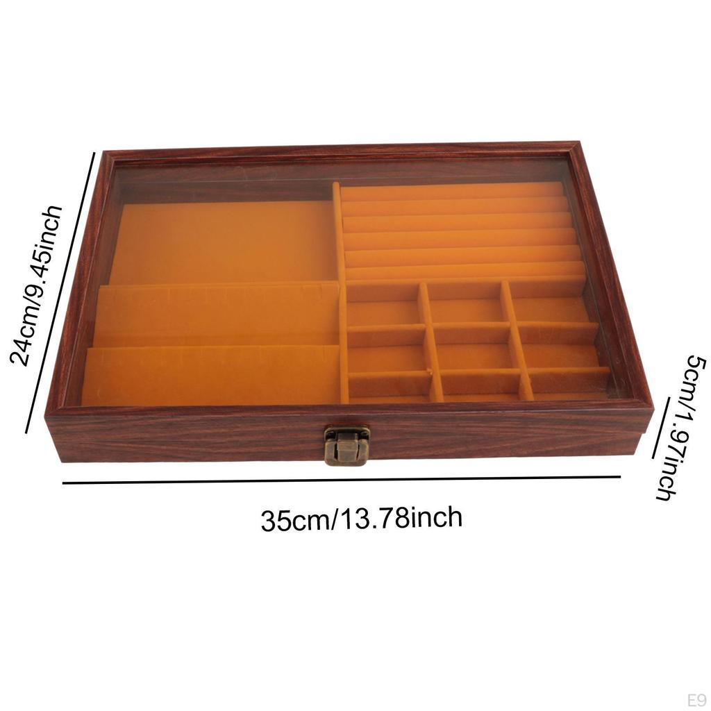 Jewelry Box Container Multifunctional Lockable with Flip Clear Open Lid Large Capacity Gifts