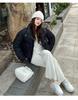 Women’s Short Houndstooth Windproof Thicken Warm Winter Jacket Puffer Jacket