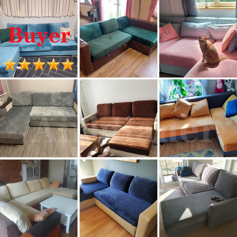 Airldianer Velvet Solid Color Sofa Cushion Covers for Living Room Elastic Sofa Funiture Protector Couch Cover Strenth Slipcovers