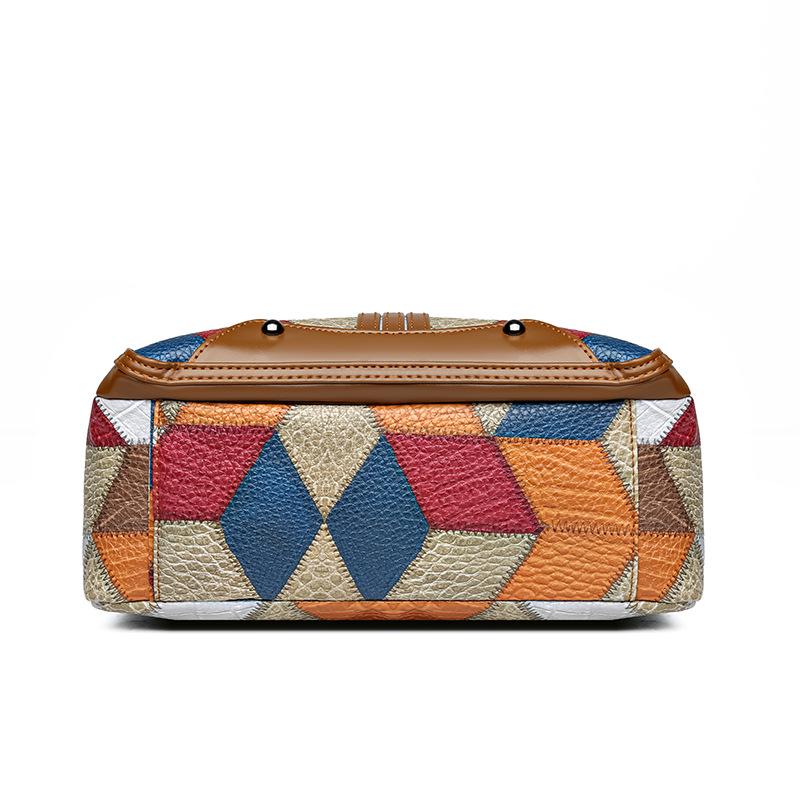 Stylish Retro Patchwork Shoulder Bag: Soft Leather, Large Capacity, Multi-Pocket Design for Versatile Use