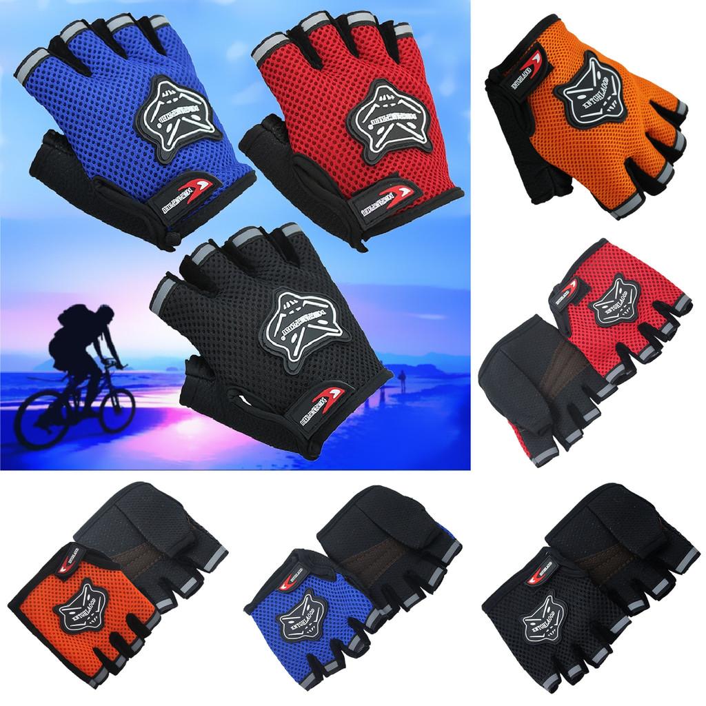 Lightweight Non-slip Half Finger Cycling Gloves In Red Yellow Blue And Black Colors