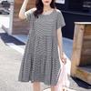 ZANZEA Women Casual Round Neck Summer Short Sleeve Plaid Print Dress