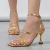 Liyke Sexy Snake Print Leather Ankle Strap Gold Sandals Women Narrow Band Square Open Toe Gladiator High Heels For Ladies Shoes