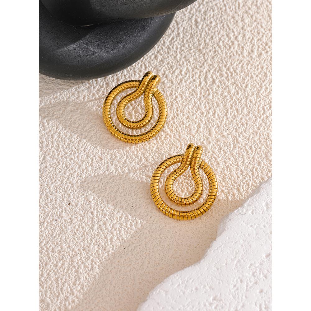 Eetit 2024 New Style 18K Gold Plated Stainless Steel Geometric Snake Unusual Earrings Fashion Statement Daily Jewelry Gift
