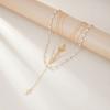 Cross Cross Pendant Necklace Multilayer Clavicle Chain Simple Imitation Pearl Necklace  Gift