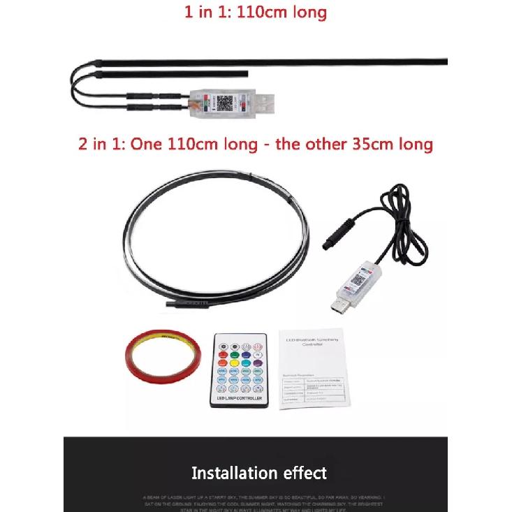 Colorful LED Car Interior Hidden App Remote Control Atmosphere Lamp USB Car Ambient Light Acrylic Strips Dashboard Lights RGB